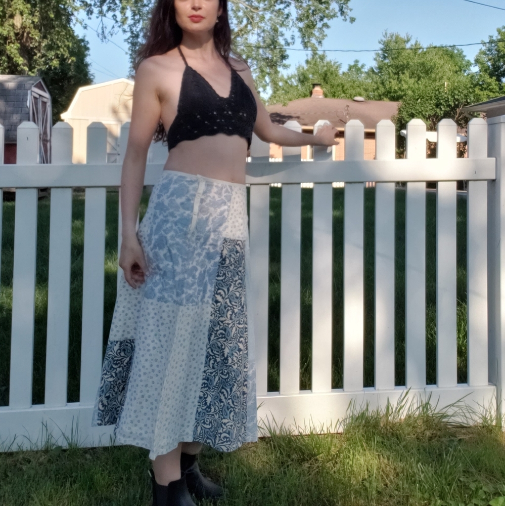 Liz Claiborne Size 8 Patchwork Paisley Blue Skirt